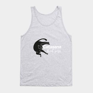 Cat in Catasana pose and REAL YOGA sign Tank Top